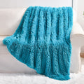 YUSOKI Teal Faux Fur Throw Blanket,2 Layers,50 x 60, Turquoise Soft Fuzzy Fluffy Plush Furry Comfy Warm Blanket for Teens Girls 