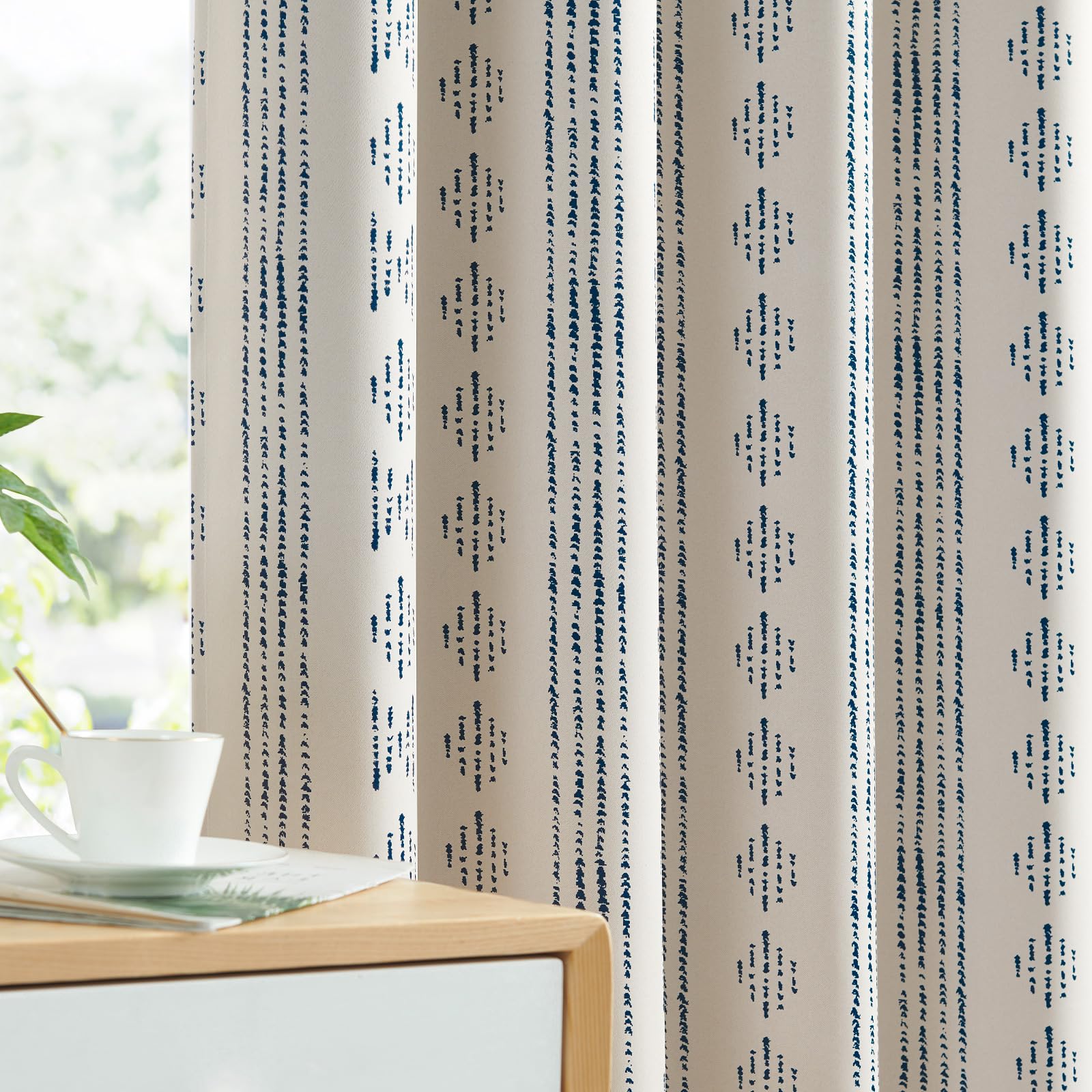 Vangao Boho Blackout Curtains 63 Inch Length for Bedroom Living Room Geometric Print Room Darkening Thermal Insulated Grommet To
