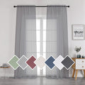 OVZME 2 Panels Solid color Sheer 96 Length Window curtains, Elegant Voile PanelsDraperiesTreatment for Bedroom Living Room (char