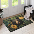 Wild Brown Bear Indoor Door Mat, Flower Outdoor Entrance Doormat for Entryway Kitchen Bathroom 17 X 29 Inch