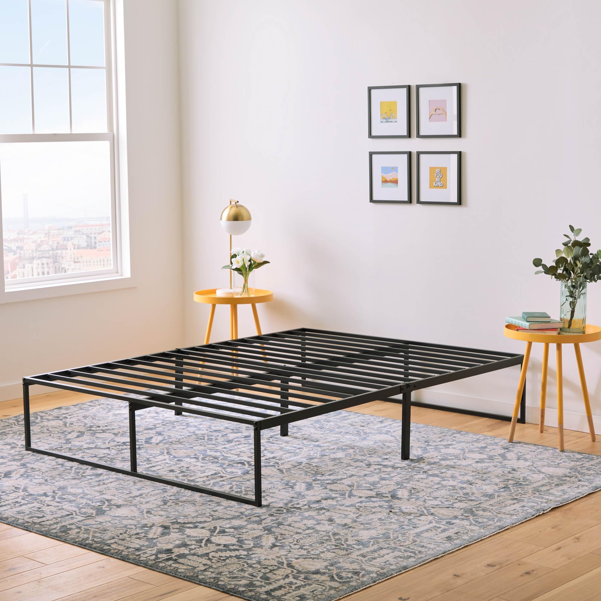 Linenspa Metal Platform Bed Frame - Under Bed Storage Space - No Box Spring Needed - 14 High - Modern Contemporary - Sturdy Stee