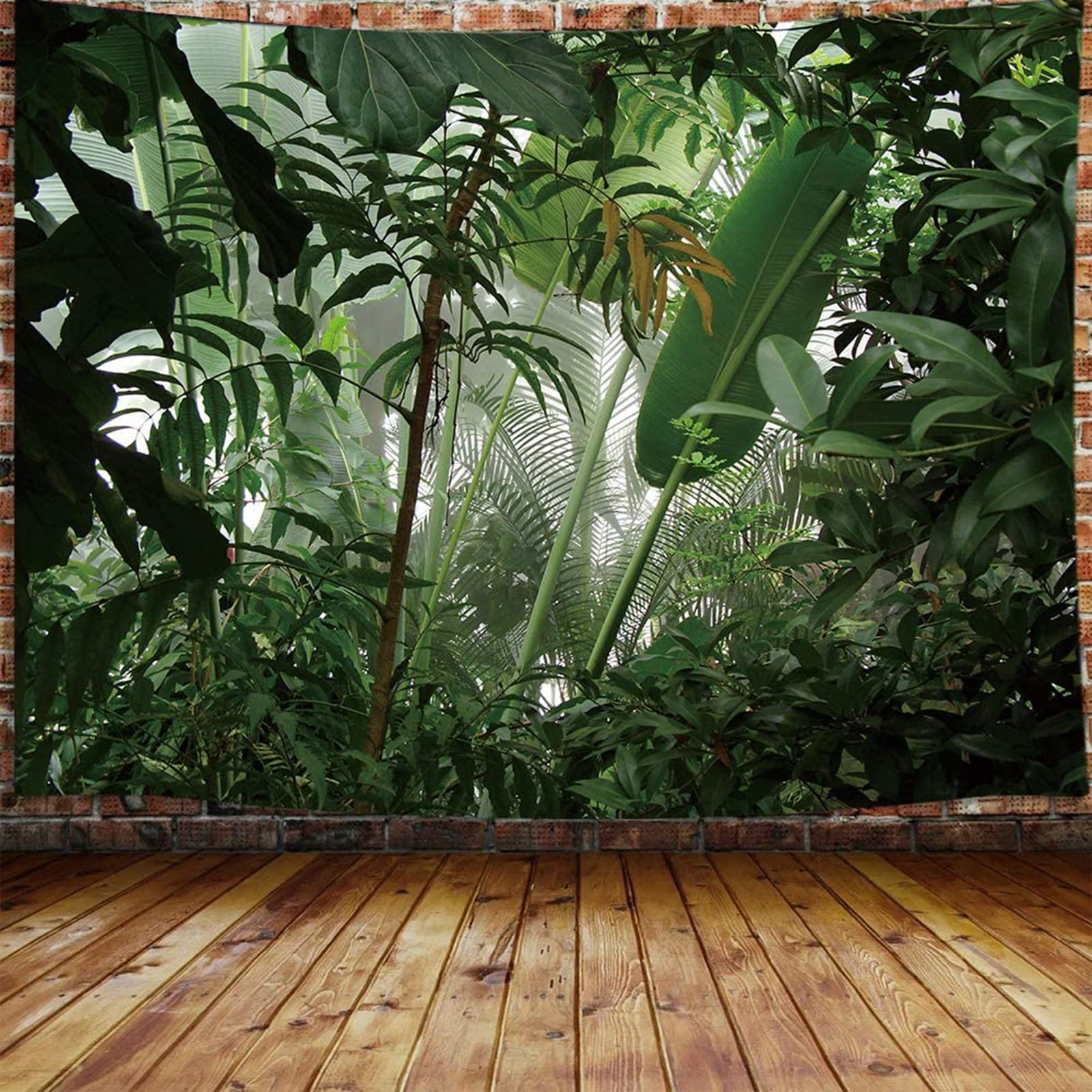 JAWO Green Plant Large Tapestry, Aesthetic Banana Palm Tree Leaves Tapestry Wall Hanging for Bedroom, Tropical Forest College Do
