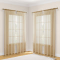 HLC.ME Antique Taupe Sheer Curtains: Sheer Voile Light Filtering Window Treatment Coverings Panels for Small Windows, Kitchen, L