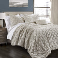Lush Decor Ravello Pintuck Comforter Set - Luxe 5 Piece Textured Bedding Set - Traditional Glam & Farmhouse Inspired Bedroom Dec