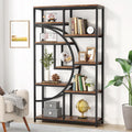 Tribesigns Bookshelf Industrial 5 Tier Etagere Bookcase, Freestanding Tall Bookshelves Display Shelf Storage Organizer with 9-Op
