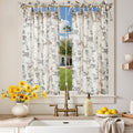 jinchan Floral Kitchen Curtains 36 Inch Linen Tier Curtains Farmhouse Cafe Half Window Drapes Over Sink Light Filtering Black on