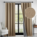 RYB HOME Linen Textured 100% Blackout Curtains for Bedroom, Insulating Energy Saving Window Curtains for Living Room Dining Pati
