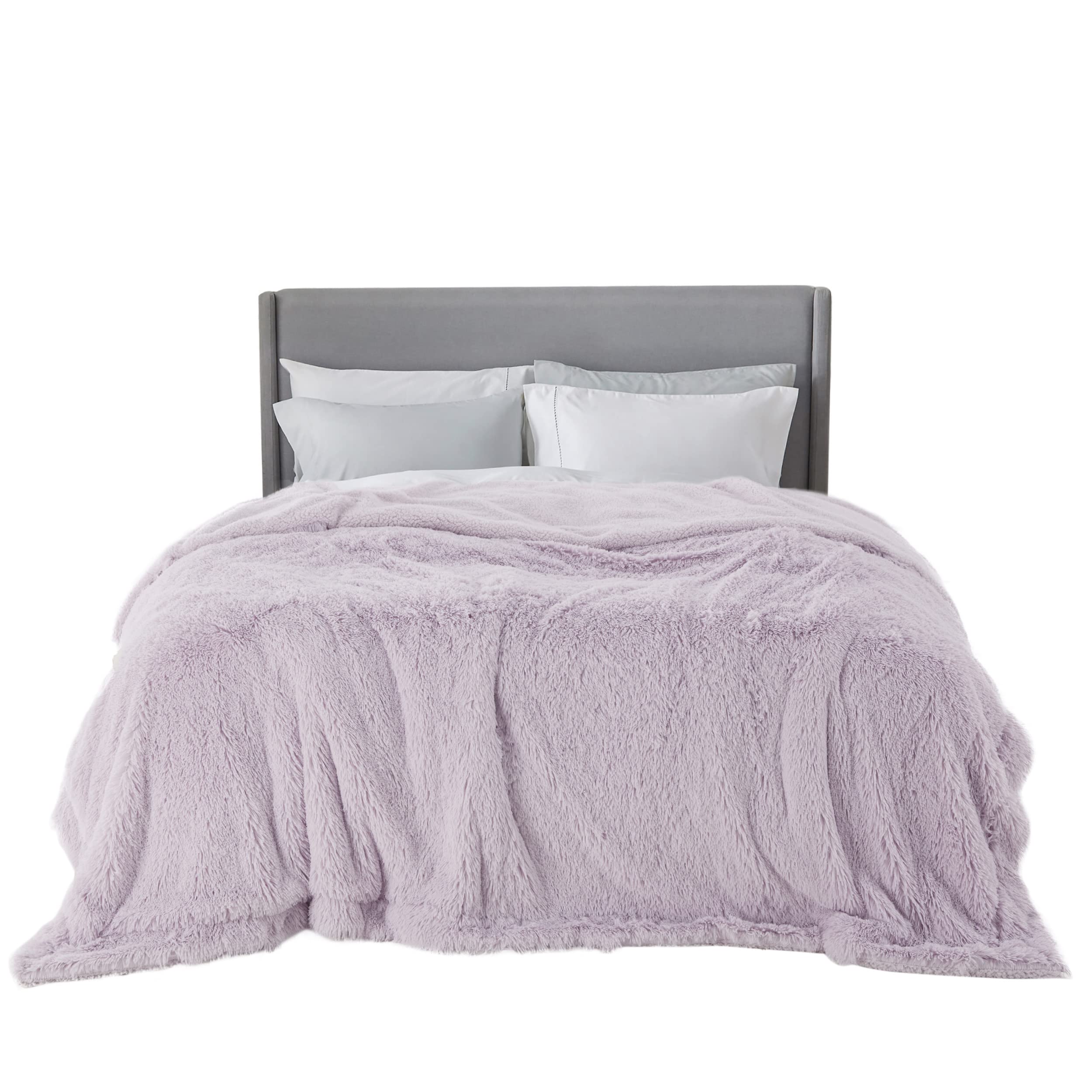 Bedsure Faux Fur King Size Blanket Lavender - Fuzzy, Fluffy, and Shaggy Faux Fur, Soft and Thick Sherpa, Cozy Warm Decorative Gi