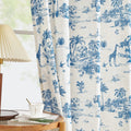 jinchan Linen Toile Curtains 63 Inches Length for Living Room Toile de Jouy Printed Farmhouse French Country Curtains Grommet To