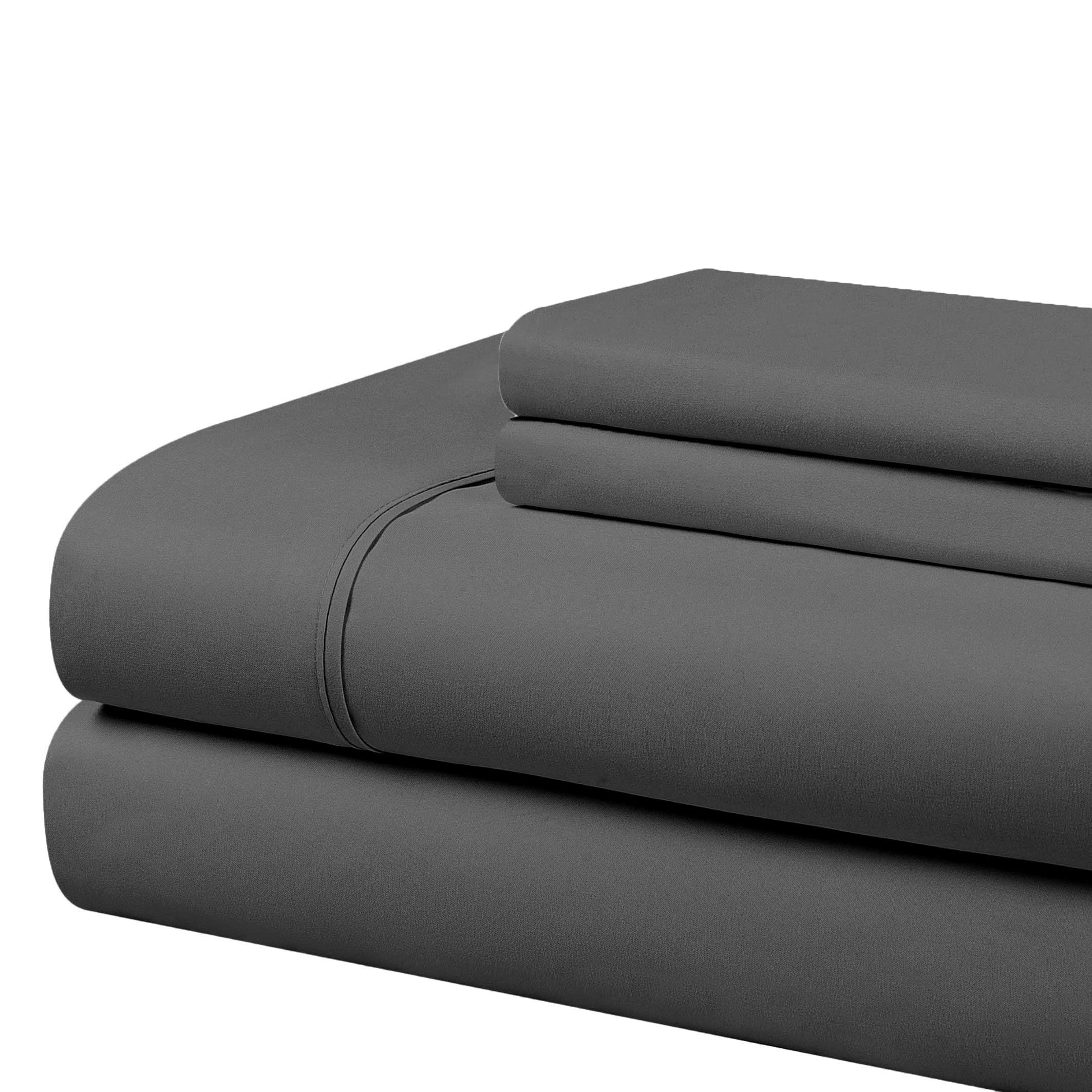 Cathay Home Essentials Ultra Soft Hypoallergenic Wrinkle Resistant Double Brushed Microfiber Bedding Sheet Set, Gray, Full