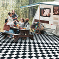 GOTGELIF Black and White Classic Checkerboard Outdoor Area Rug 9x12FT, Reversible & Water-Resistance & Portable Plastic Straw Ru