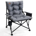 EVER ADVANCED Padded Oversized Folding Camping Chair for Adults, Heavy Duty Lawn Chair with Side Pockets, Portable Collapsible Q