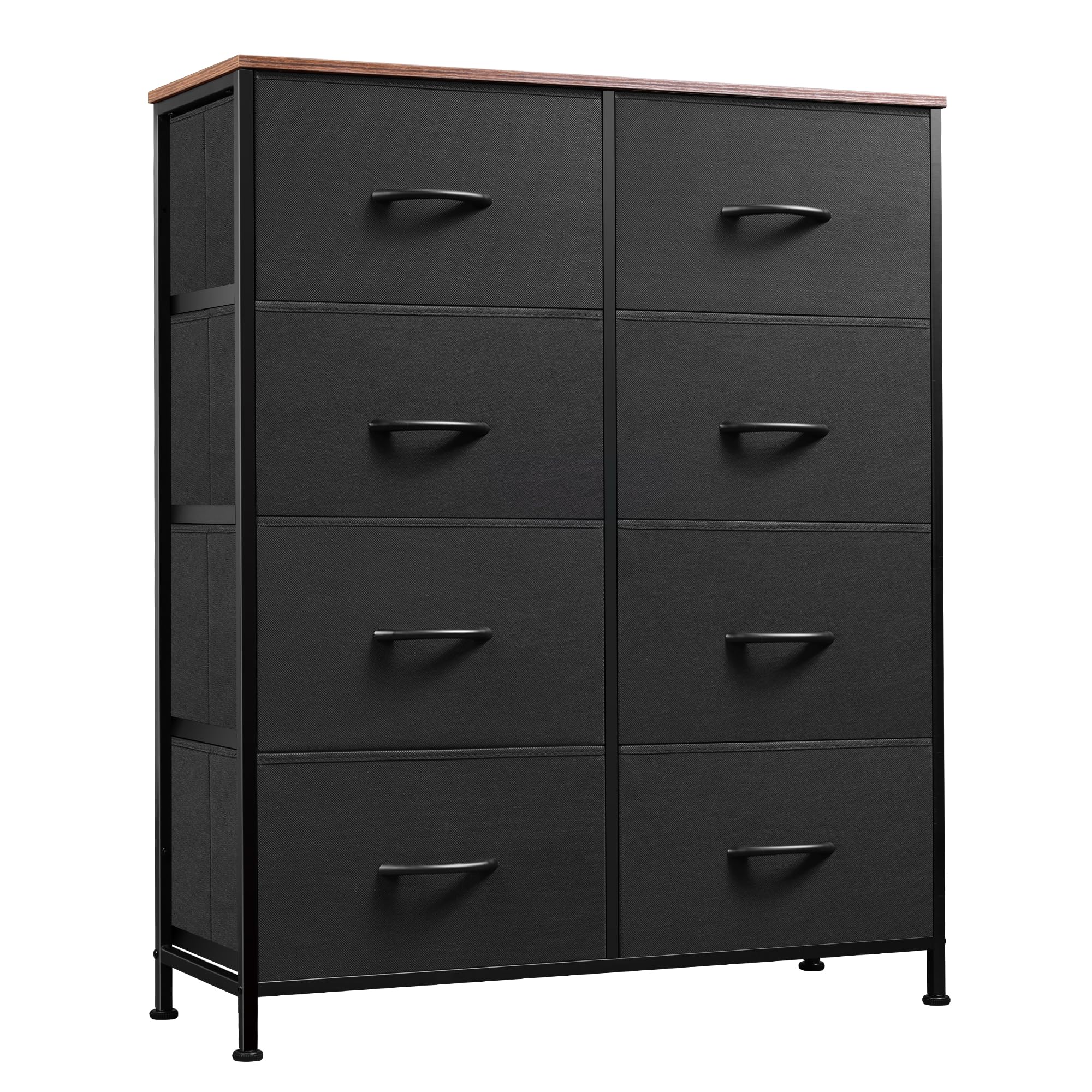 WLIVE Tall Fabric Dresser with 8 Drawers, Storage Tower with Fabric Bins, Double Dressers, Chest of Drawers for Closet, Bedroom,