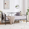 VECELO Twin Daybed Frame, Metal Day Bed with Stylish Headboard, Multifunctional Platform Beds for Bedroom, Living Room, Guest Ro