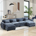 OQQOEE Sectional Sofa, Modular Cloud Couch with Ottoman, Deep Seat Sleeper Sofas with Throw Pillows, Comfy Chenille Loveseat Sof