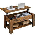 Yaheetech Vintage Coffee Table, Lift Top Coffee Table with Large Hidden Storage Shelf, Lift Tabletop Dining Table for Living Roo