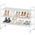 SUFAUY 3 Tier Mesh Shoes Rack for Closet, Stackable All Metal 32 w Tall Shoe Shelf, White