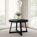 Plank+Beam Round Dining Table, 47 Inch Solid Wood Kitchen Table, Farmhouse Round Table for 4, Small Dinette Table, Black Wirebru