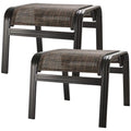 Deguifei Patio Footstools Outdoor Foot Rest Aluminum Ottomans Samll Seat Wicker Furniture Patio Ottoman 2 Pieces Brown