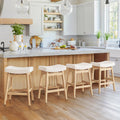 Cozyman Bar Stools Set of 4, Barstools with Sturdy Wood Legs, Saddle Seat Counter Height Bar Stools for Kitchen Counter, Bar, Di