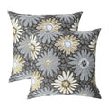 ROMANDECO Jacquard Floral Decorative Throw Pillow Covers for Couch Set of 2, 18x18 Inches, Grey