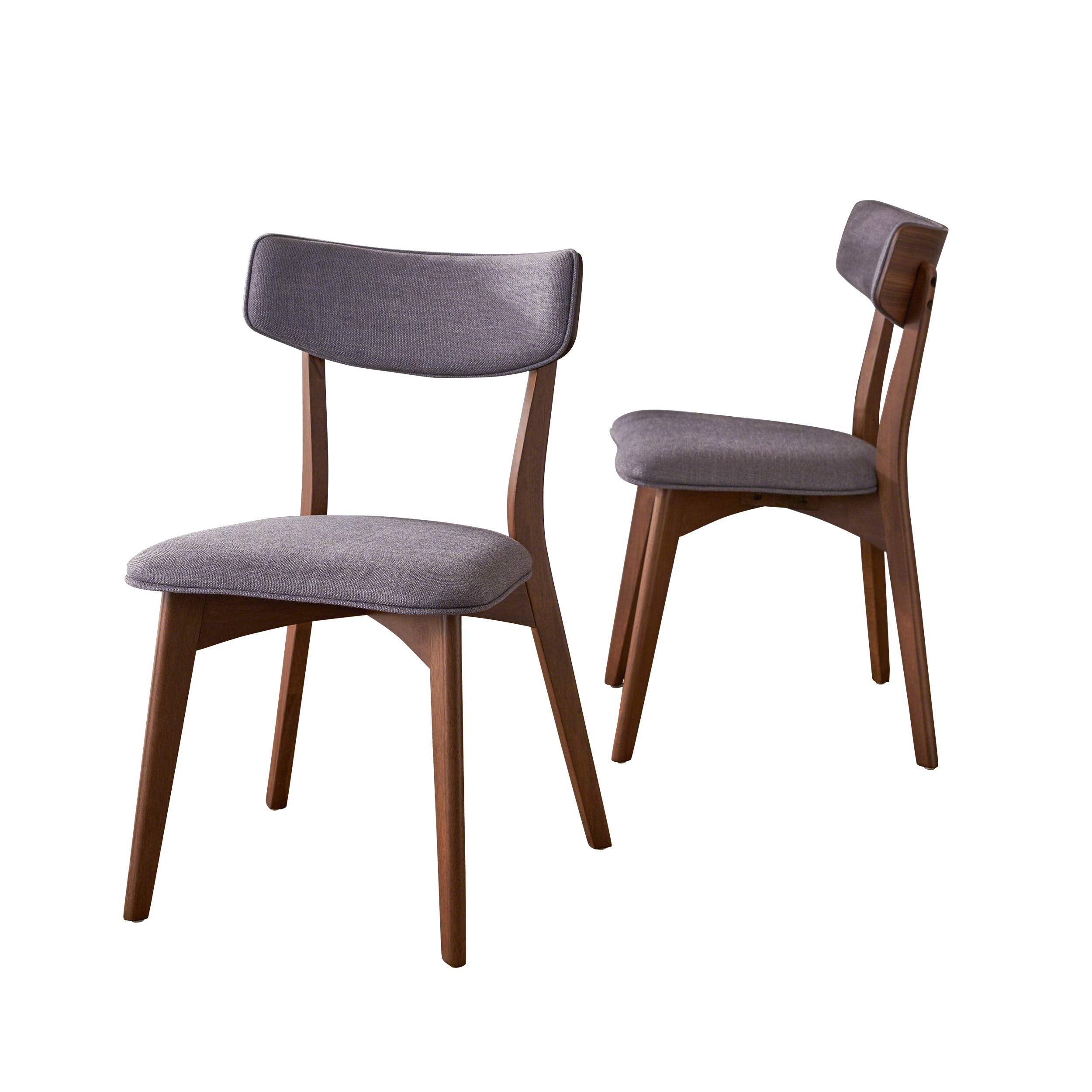 Christopher Knight Home Abrielle Mid-Century Modern Fabric Dining Chairs with Natural Walnut Finished Rubberwood Frame, 2-Pcs Se