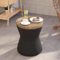 HOMPUS Concrete Outdoor Side Table Hourglass Shaped Round Coffee Table, Home Decor Plant Stand Outdoor Accent Table Modern Night