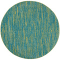 Nourison Essentials Indoor/Outdoor Blue Green 4 x Round Area Rug, Easy Cleaning, Non Shedding, Bed Room, Living Room, Dining Ro