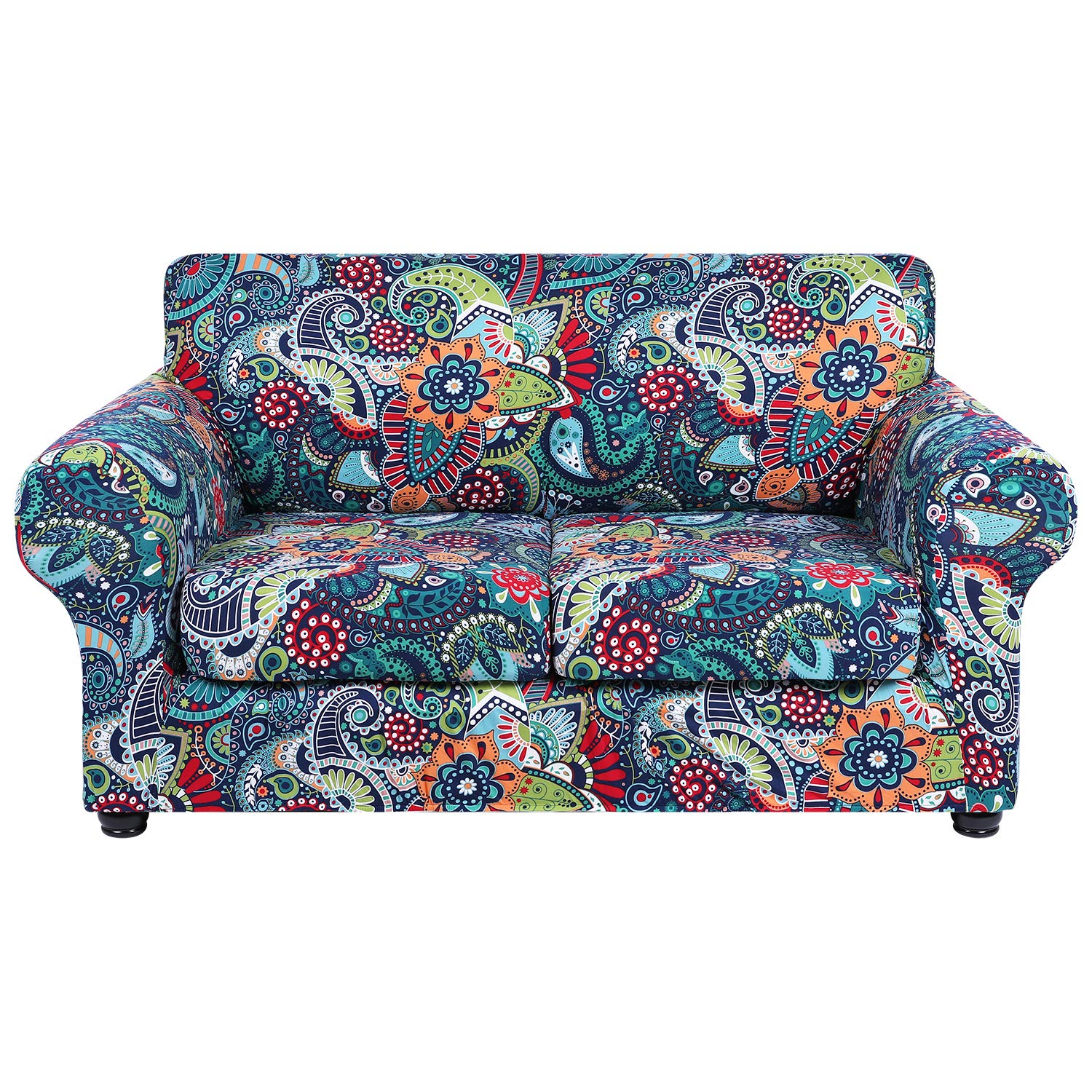 hyha Couch Cover, Loveseat Covers, Floral Pattern, Stretch, Printed, 3 Pieces, Sofa Slipcovers, for 2 Separate Cushion Couch Sof
