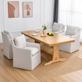 DUHOME Upholstered Dining Chair with Casters,Linen Dining Chairs Set of 4,Single Sofa Chair with 4 Casters,Upholstered Arm Chair