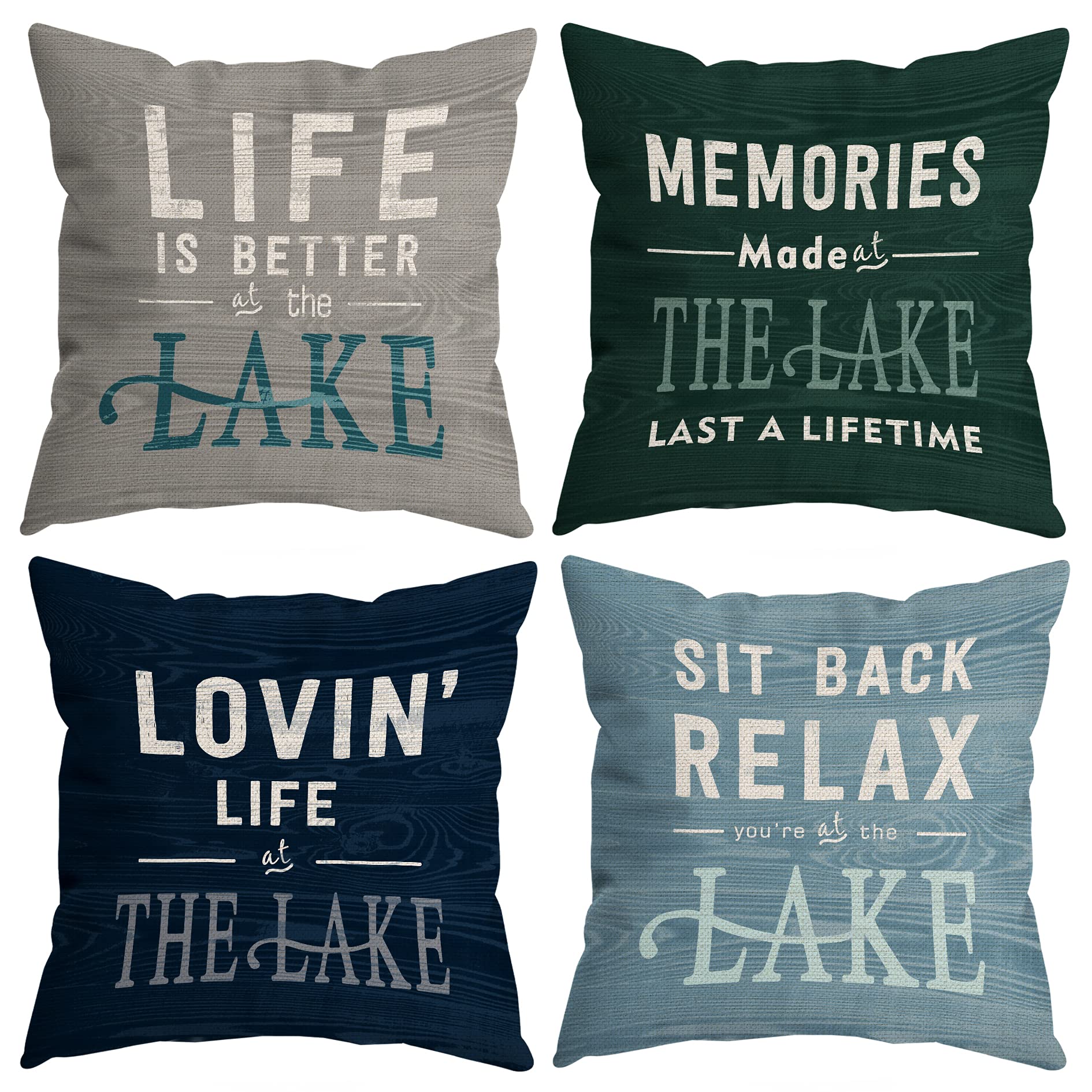 HUYAW Vintage Life is Better at The Lake Memories Made at The Lake Last A Life Time Throw Pillow Covers, Lake House Gifts, Lake 
