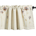 VOGOL Valances for Windows, Pink Floral Embroidered Beige Textured Window Valances for Living Room Pocket Valance Curtains, 52