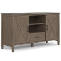 SIMPLIHOME Ela Solid Wood 53 inch Wide Transitional TV Media Stand in Smoky Brown for TVs up to 60 inches for The Living Room an