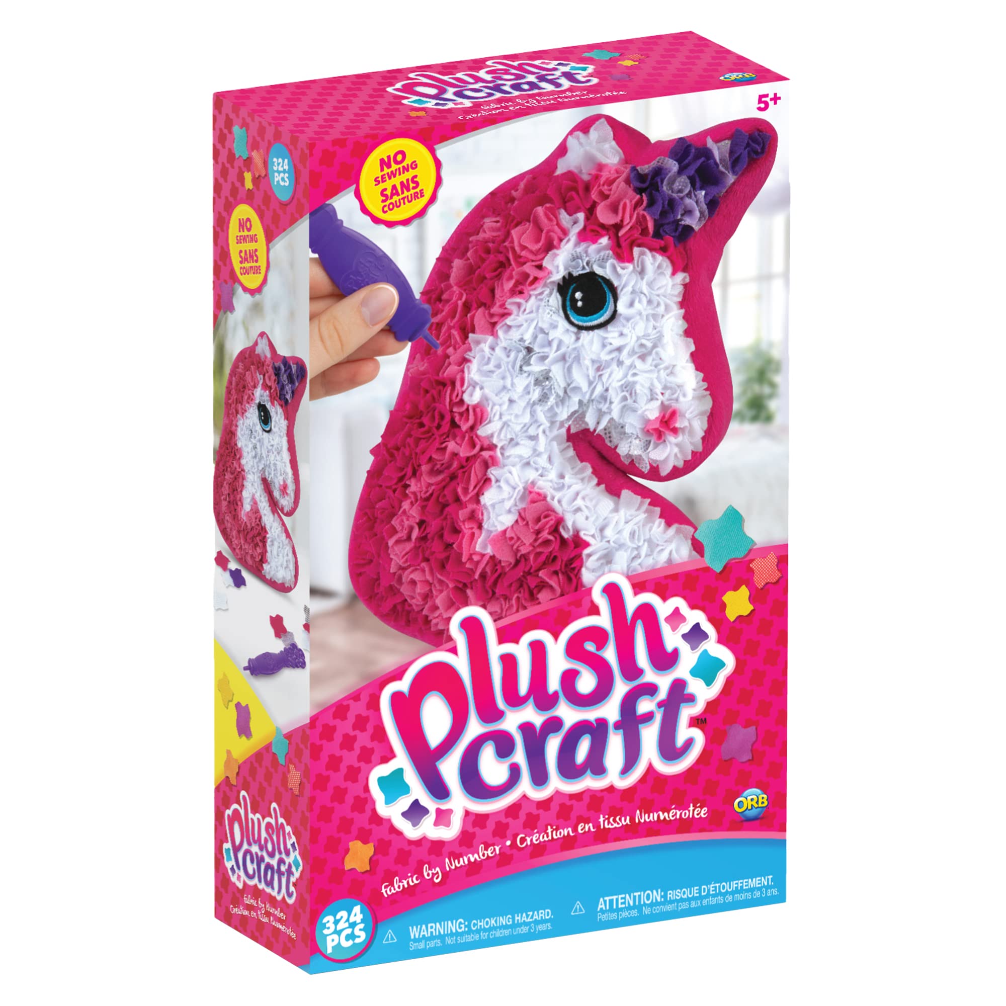 ORB PlushCraft Unicorn Pillow, Fabric by Number Art & Crafts, Ages 5 and Up, No Sewing Required, 324 Pieces for Making Your Own 