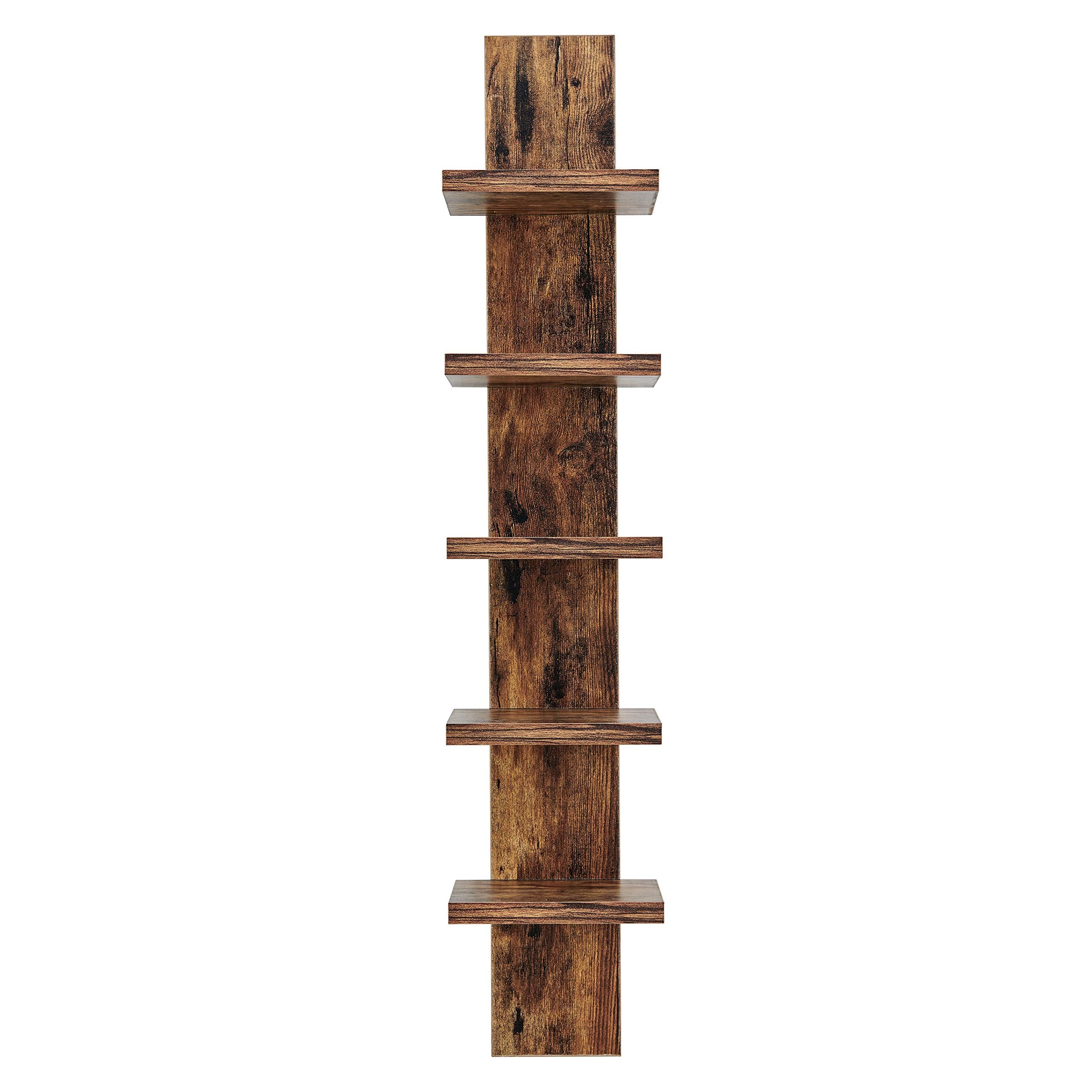 Danya B 5 Tier Wall Shelf Unit Narrow - Vertical Column Ladder Shelf, Floating Storage, Home Decor Organizer, Tall Tower Design,