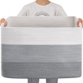 OIAHOMY 108L Super Large Blanket Basket, 25   x16   x16    Rectangle Woven Baskets for Storage, Cotton Rope Basket For Living Ro