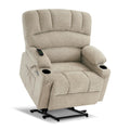 MCombo Power Lift Recliner Chair Sofa with Massage and Heat for Big Elderly People, Cup Holders, USB Ports, Side Pockets, Fabric