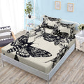 HOSIMA Death Moth Bedding Set for Girls Teen Boy Skull Decor Fitted Sheet Full Size Halloween Bedding,1 Fitted Sheet+2 Pillowcas