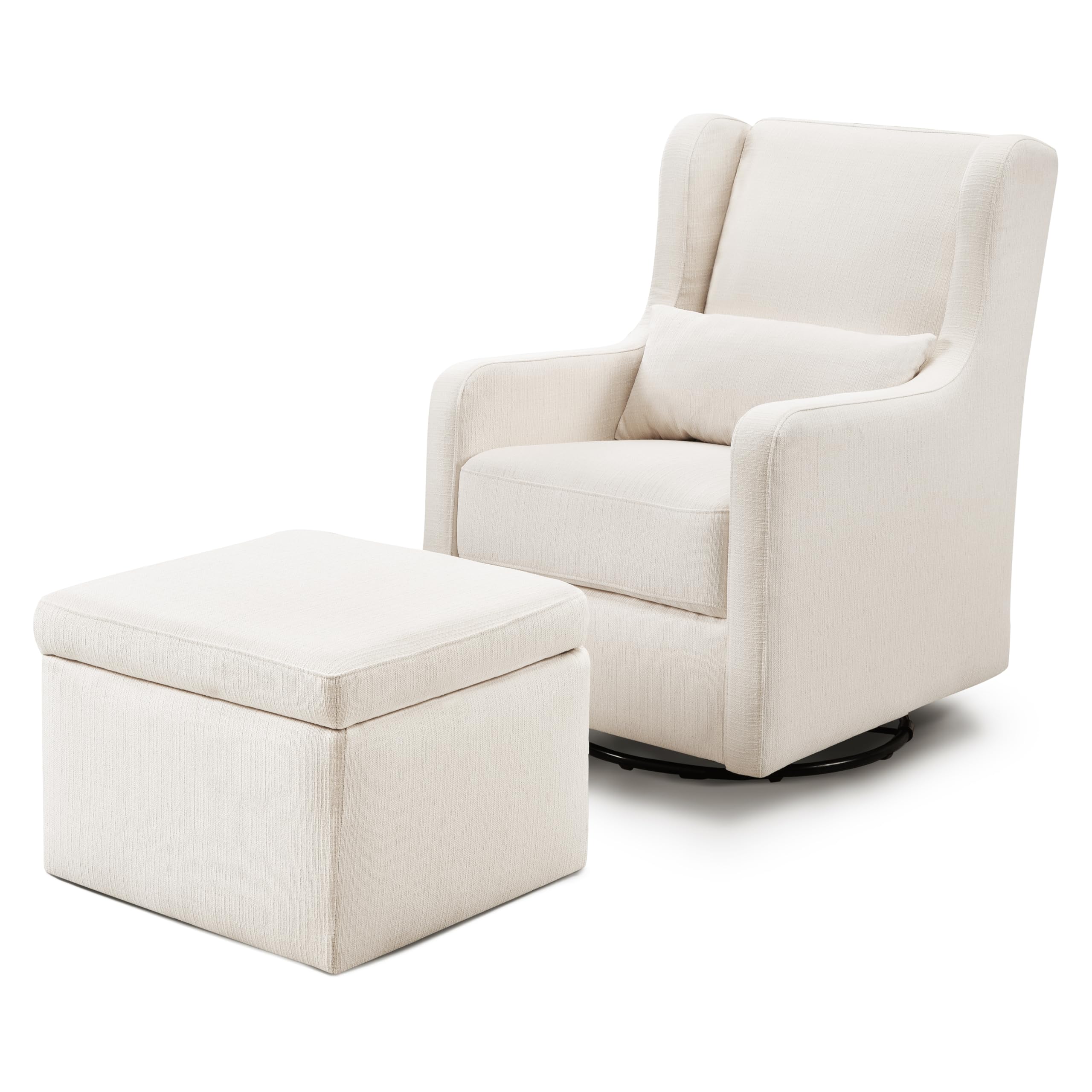 Carters by daVinci Adrian 360 Swivel Glider Chair w/ Storage Ottoman - Water & Stain Resistant Rocking Chair Glider - GREENGUAR