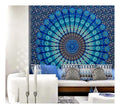 raajsee Turquoise Blue Tapestry- Best Mandala Wall Hanging- Bedding Tapestry for Bedroom Aesthetic-Size TWIN 140 X 210 CMS