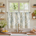 jinchan Linen Kitchen Curtain 24 Inch French Floral Double Layer Curtain Farmhouse Vintage Tier Drape Rustic Half Window Curtain