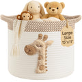 Giraffe Storage Basket for Nursery - Large 15   x11    Cotton Rope Bin with Soft Felt Animal Patch - Toy Organizer, Baby Laundry