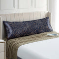 EXQ Home Satin Body Pillowcase for Hair and Skin- Rose on Blue Silk Long Pillowcase 20x54 inches - Satin Pillow Cases with Envel
