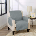 Medallion Stitched Solid Furniture Protector Stain Resistant Durable Furniture Protector Elenor Collection (Chair, Mirage Gray/F