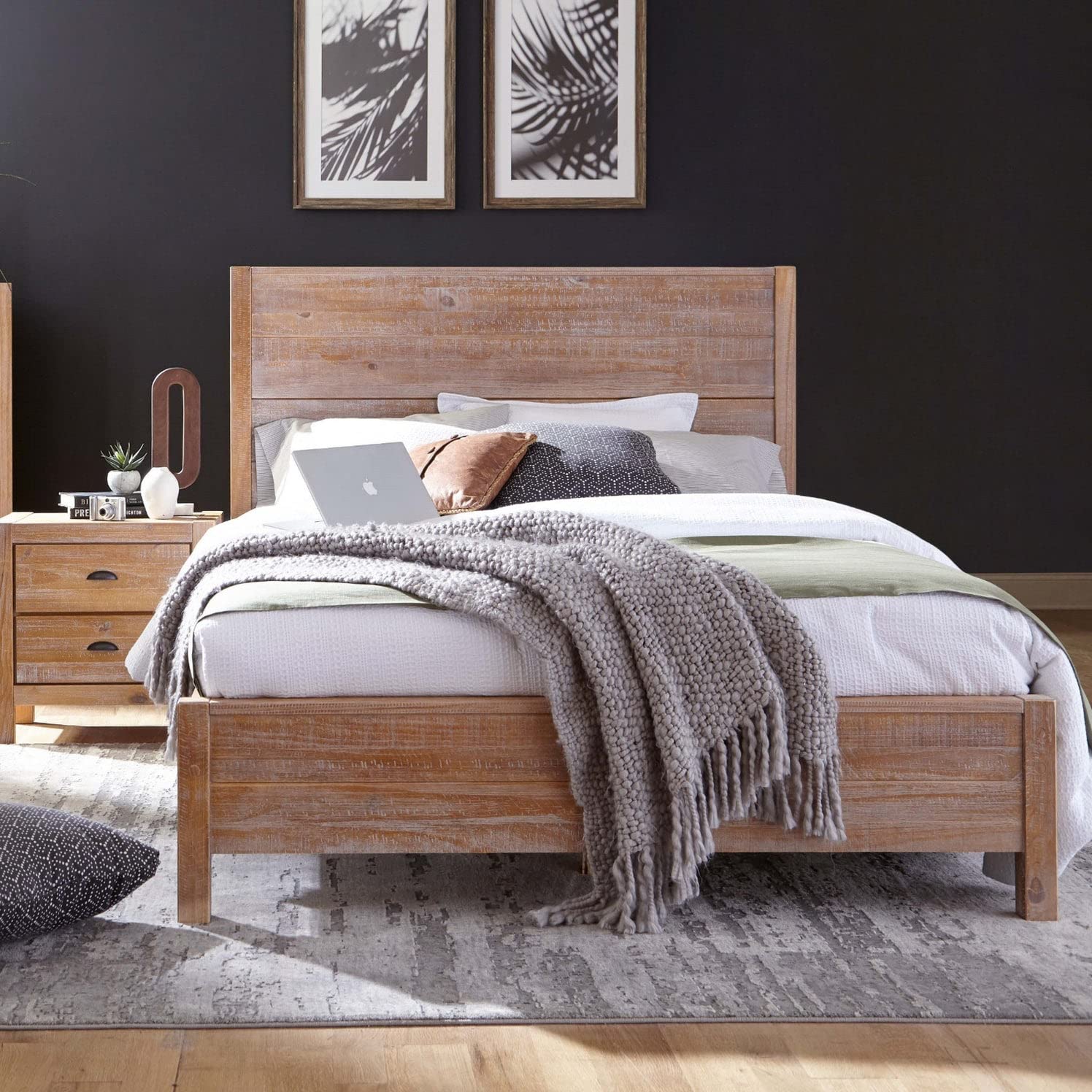 Grain Wood Furniture Montauk Solid Wood Bed, Full Size, Rustic Off-White
