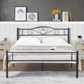 VEcELO Metal Platform Bed Frame with Headboard & Footboard, Steel Slats Mattress Foundation, No Box Spring Needed, Full Size, Ma