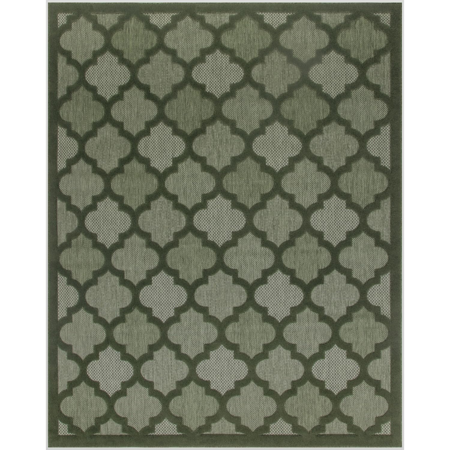 Nourison Easy Care Modern Indoor/Outdoor Green 8 x 10 Area Rug, Easy Cleaning, Non Shedding, Bed Room, Living Room, Dining Roo