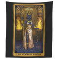 The Goddess Bastet Strength Tarot Card Tapestry - Egyptian Cat Goddess Bast Pagan Witch Wall Hanging Home Decor (60 x 50)
