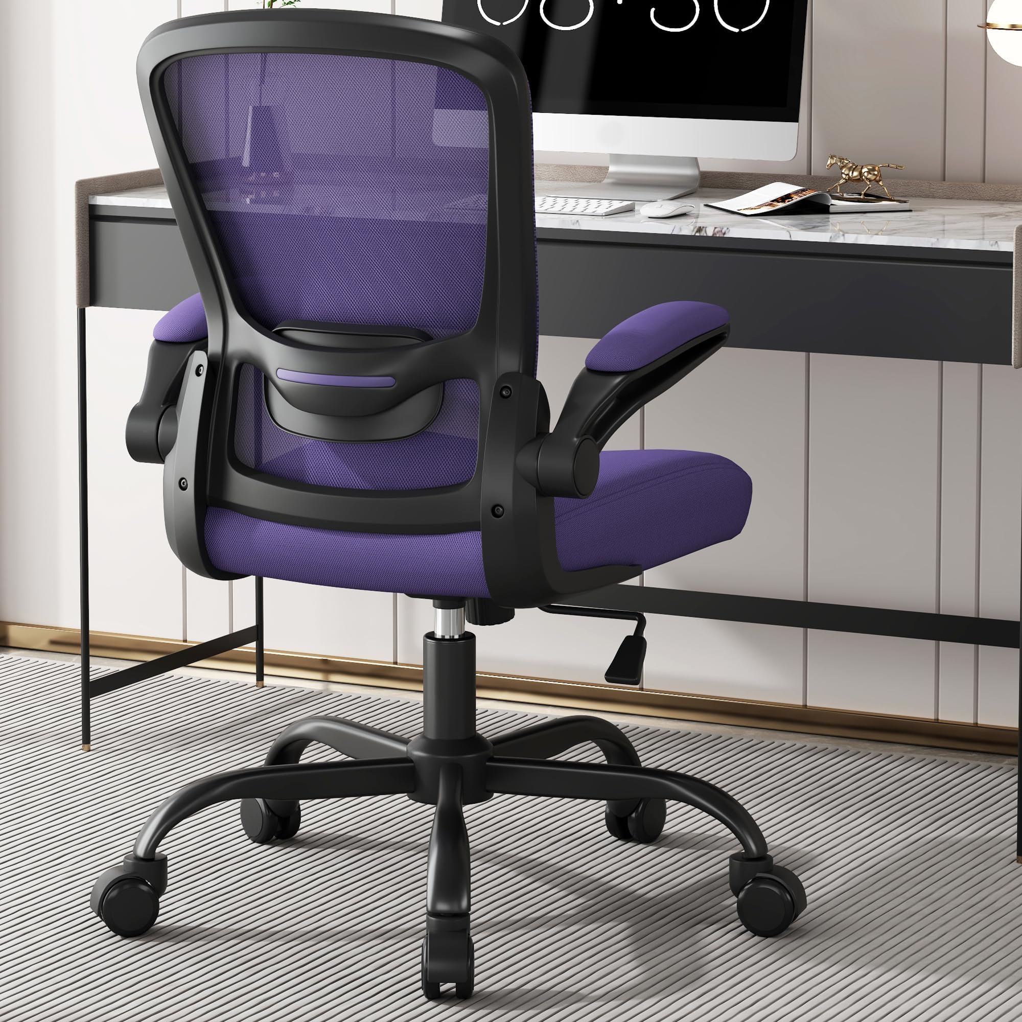 Mimoglad Office Chair, Ergonomic Desk Chair with Adjustable Lumbar Support, High Back Mesh Computer Chair with Flip-up Armrests-