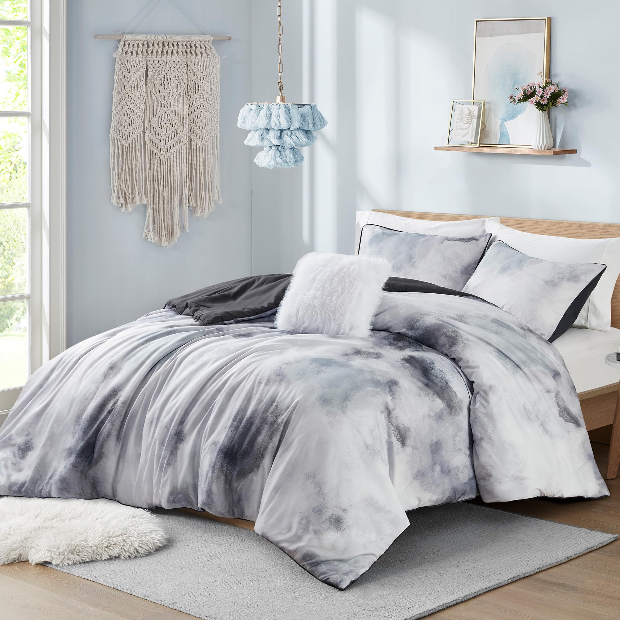 Intelligent Design Duvet Cover King Bedding Sets for Girls & Boys Watercolor Tie Dye King Duvet Cover Set Kids, Microfiber King 